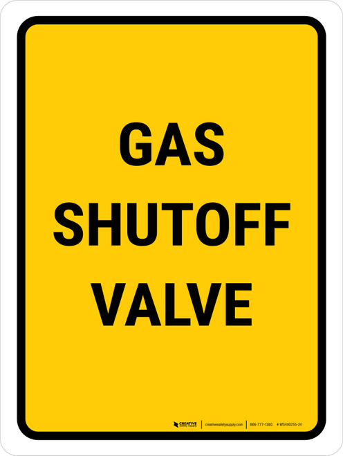 Gas Shutoff Valve Portrait - Wall Sign