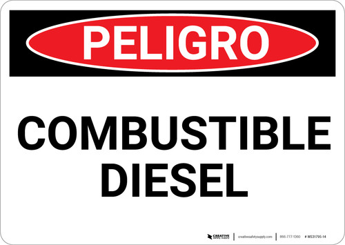 Danger: Combustible Diesel Spanish - Wall Sign