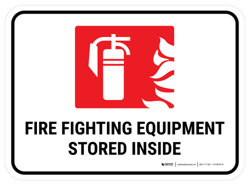 Fire Fighting Equipment Stored Inside Rectangular - Floor Sign