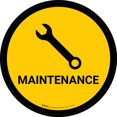 Maintenance Yellow Circular - Floor Sign
