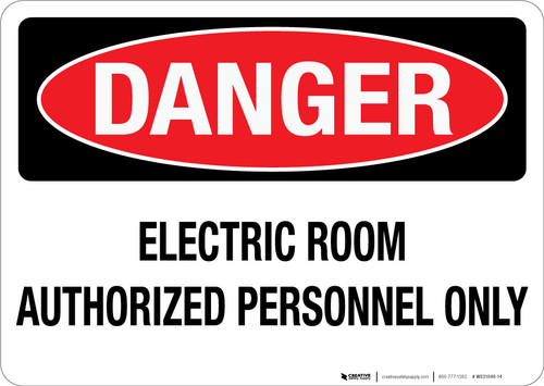 Danger: Electric Room Wall Sign