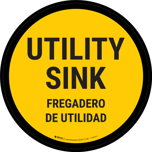 Utility Sink Bilingual Spanish Circular - Floor Sign