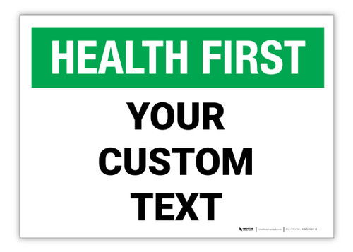 Custom Health First Label