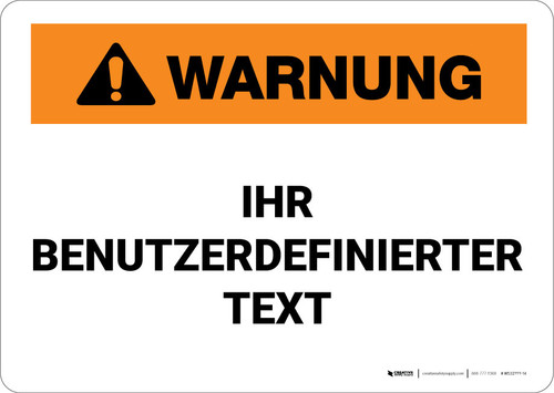 Custom ANSI German Warning Wall Sign