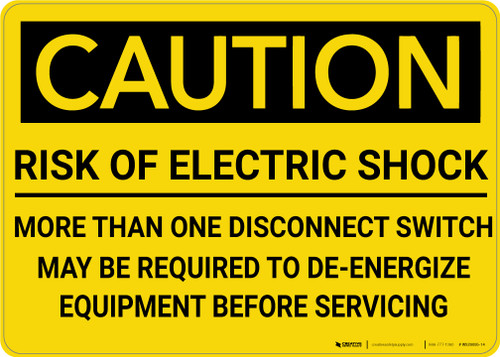 Caution: Risk of Electric Shock Disconnect Switch - Wall Sign