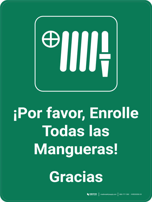 Por favor, Enrolle Todas las Mangueras con Icono - Wall Sign