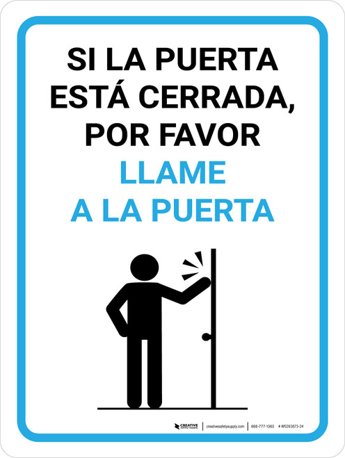 Si la Puerta está Cerrada, Llame a la Puerta con un Icono Vertical - Wall Sign