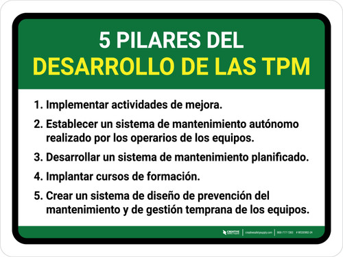 Los 5 Pilares del Desarrollo de TPM Horizontal - Wall Sign