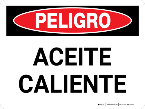 Peligro - Aceite Caliente Horizontal - Wall Sign