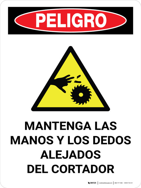 Peligro - Máquina Cortadora de Manos y Dedos Vertical - Wall Sign