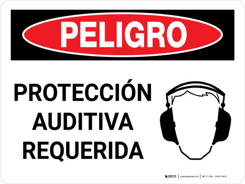 Peligro - Protección Auditiva Requerida Horizontal - Wall Sign