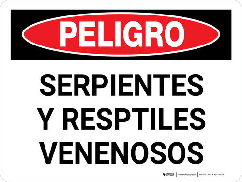 Peligro - Serpientes y Reptiles Venenosos Horizontal - Wall Sign
