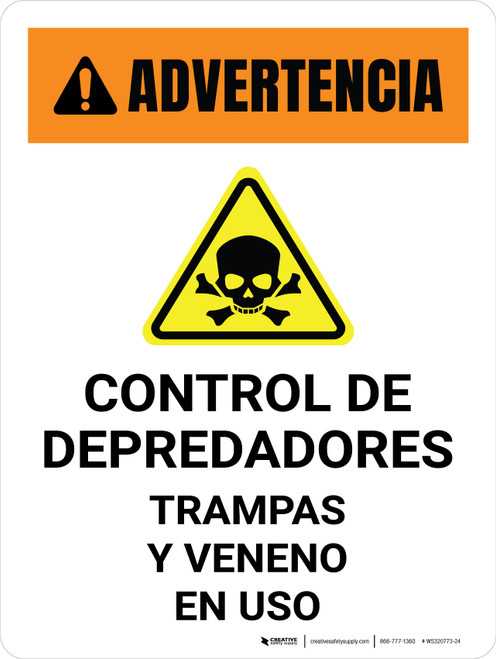 Advertencia - Trampas de Control de Depredadores y Veneno en Uso Vertical - Wall Sign