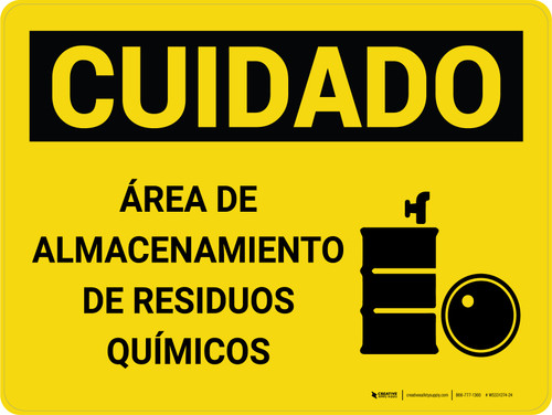 Cuidado - Área de Almacenamiento de Residuos Horizontal con Gráfico - Wall Sign