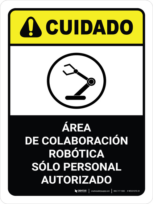 Cuidado - Área de Colaboración Robótica Vertical - Wall Sign