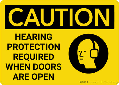 Caution: Hearing Protection Required When Doors Open - Wall Sign