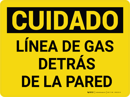 Cuidado - Línea de Gas Detrás de la Pared Horizontal - Wall Sign