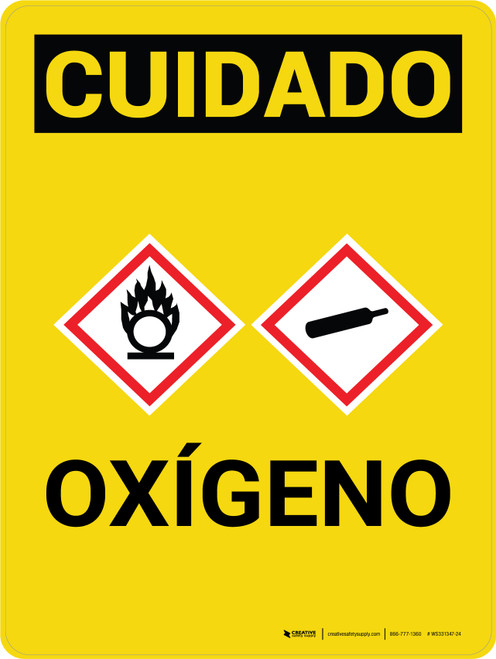 Cuidado - Oxígeno Vertical con Icono - Wall Sign