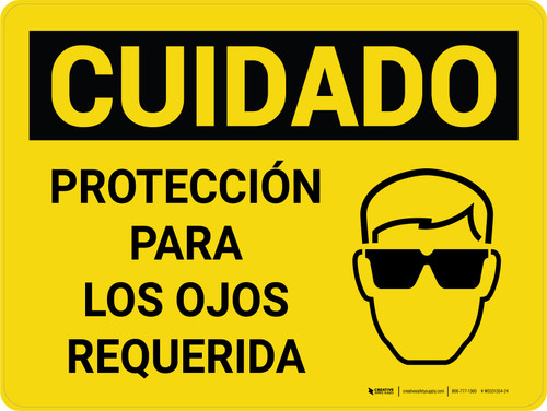 Cuidado - Protección Para los Ojos Requerida Horizontal - Wall Sign