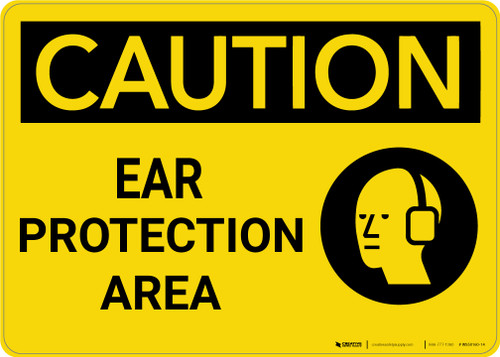 Caution: PPE Ear Protection Area With Graphic - Wall Sign