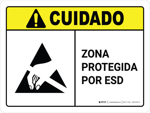 Cuidado - Zona Protegida por ESD - Wall Sign