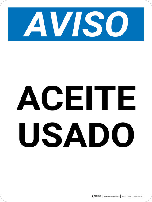 Aviso - Aceite Usado Vertical - Wall Sign