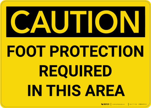 Caution: PPE Foot Protection Required in This Area - Wall Sign