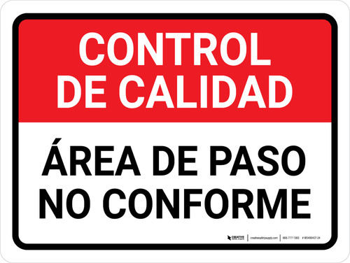 Control de Calidad- Zona de Paso no Conforme Horizontal - Wall Sign