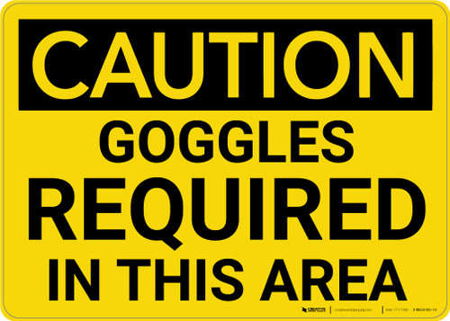 Caution: PPE Goggles Required in This Area - Wall Sign