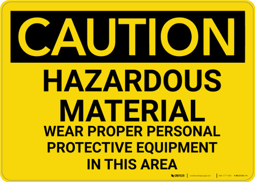 Caution: PPE Hazardous Material Wear PPE in This Area - Wall Sign