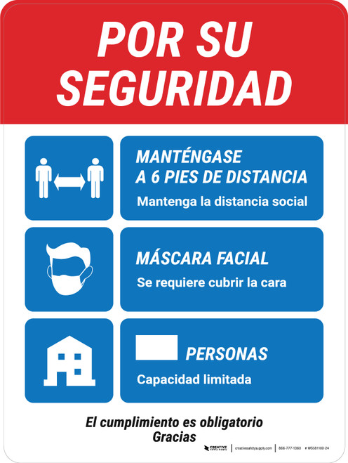 Por su Seguridad Distanciamiento Social Multisigno - Wall Sign