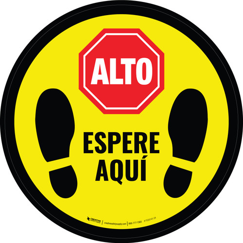 Alto - Espere aquí Circular - Floor Sign