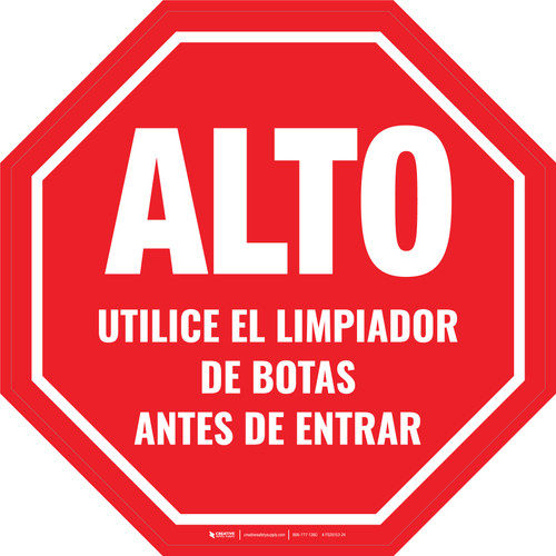 Alto - Use Limpiador de Botas Antes de Entrar Circular - Floor Sign