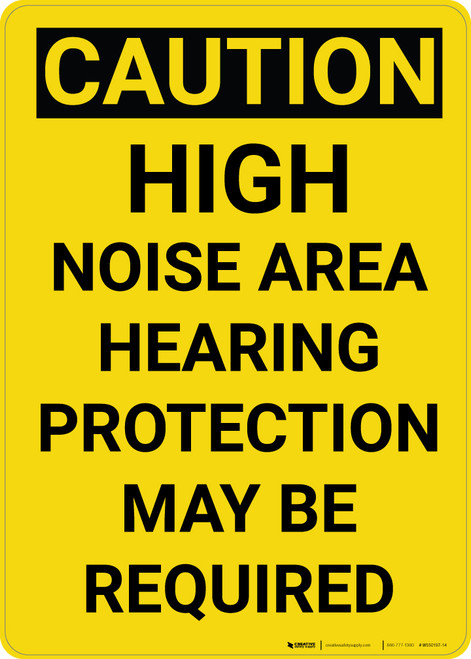 Caution: PPE High Noise Area Hearing Protection May be Required Vertical - Wall Sign