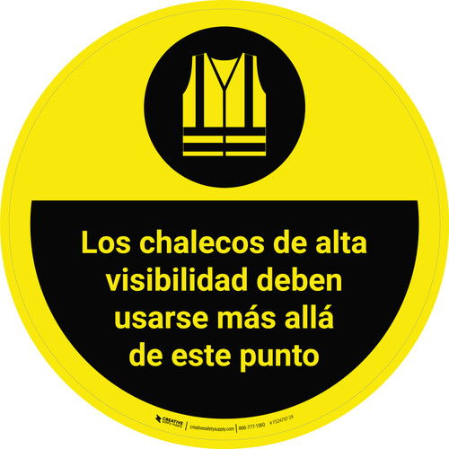 Los Chalecos de Alta Visibilidad Deben Usarse Más Allá de Este Punto Circular - Floor Sign