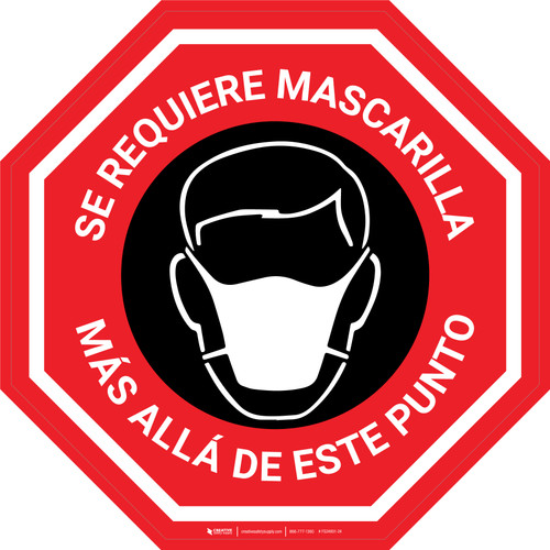Se Requiere Mascarilla Más Allá de Este Punto con Icono Alto Circular - Floor Sign