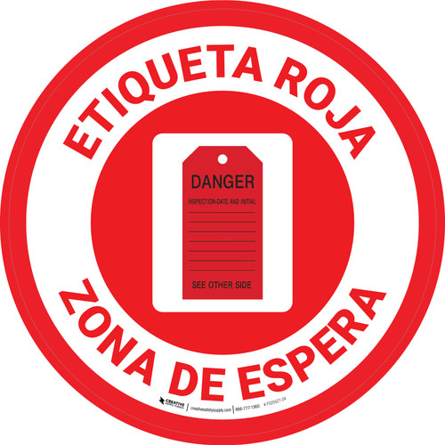 Etiqueta Roja Zona de Espera - Floor Sign