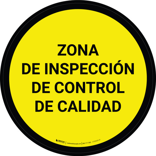 Zona de Inspección de Control de Calidad Amarillo Circular - Floor Sign
