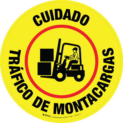 Cuidado - Tráfico de Montacargas (Círculo en Amarillo Rojo) - Floor Sign