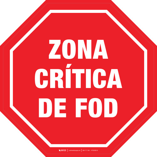 Zona Crítica de FOD (Señal de Stop) Circular - Floor Sign