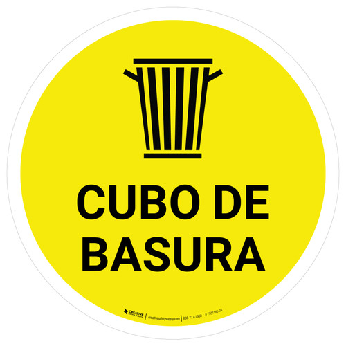 Cubo de Basura Amarilla con Icono Circular - Floor Sign