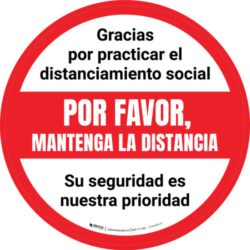 Distanciamiento Social - Por Favor, Mantenga la Distancia Circular - Floor Sign