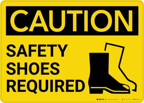 Caution: PPE Safety Shoes Required With Graphic - Wall Sign