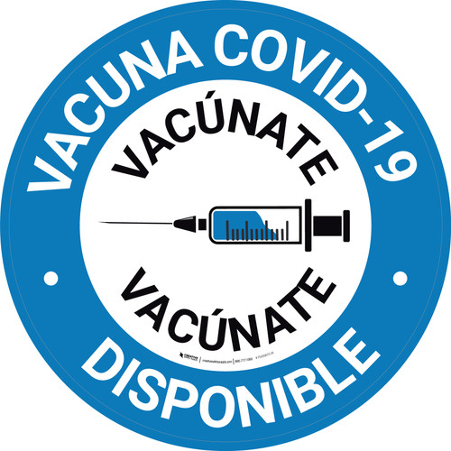 Vacuna Covid-19 Disponible - Vacúnate Azul con Círculo Gráfico Circular - Floor Sign