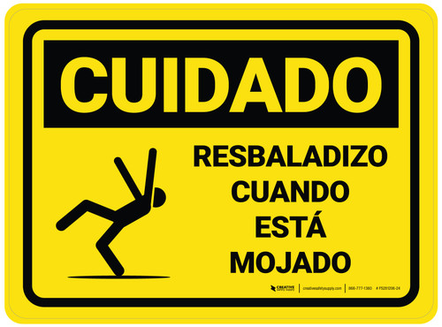 Cuidado Resbaladizo Cuando está Mojado Rectangular - Floor Sign