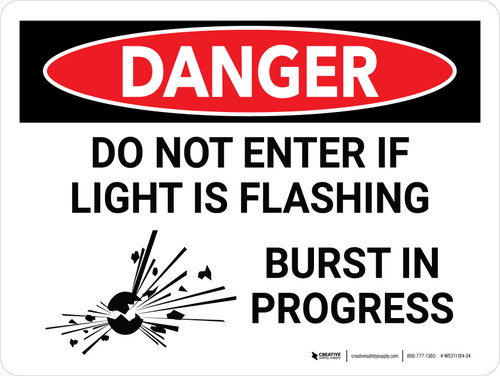 Danger: Do Not Enter If Light Is Flashing Landscape - Wall Sign