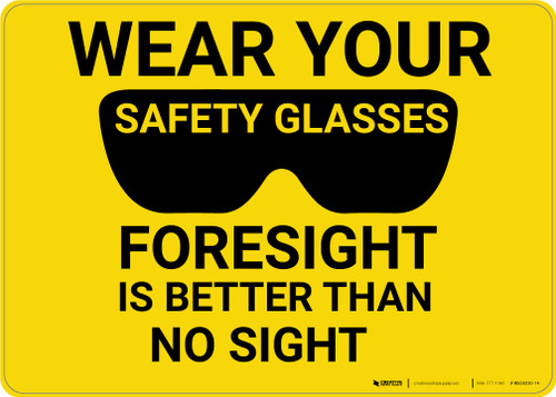 Caution: PPE Wear Safety Glasses Foresight is Better Than No Sight - Wall Sign