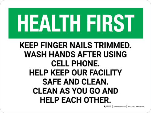 Health First: Keep Finger Nails Trimmed Landscape - Wall Sign