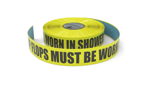 Flip Flops Must Be Worn in Shower Area - Inline Printed Floor Marking Tape