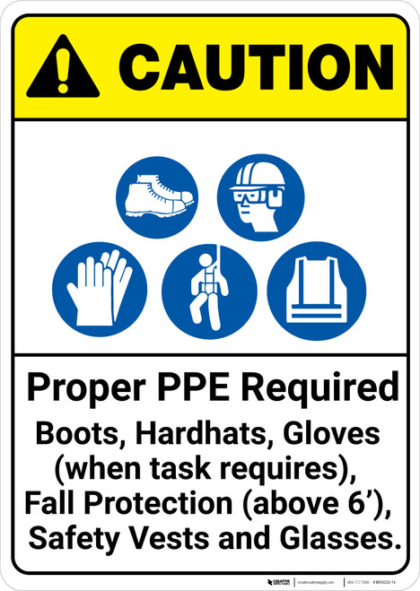 Caution Proper Ppe Required Ansi Wall Sign Great for any 5s or six sigma program, these durable floor signs will communicate safety instructions and can withstand. creative safety supply